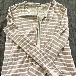 Bordeaux tan and white striped cardigan
